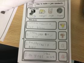 Mrs Jordan/Mrs Stewart’s class making jam sandwiches