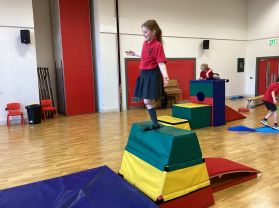 Mrs Barr/Mrs Finch’s class have had fun in PE, using the large apparatus.